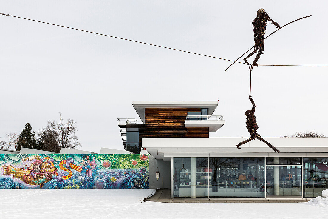 Buchheim Museum der Phantasie mit Schnee im Winter, Bernried, Starnberger See, Fünfseenland, Pfaffenwinkel, Oberbayern, Bayern, Deutschland