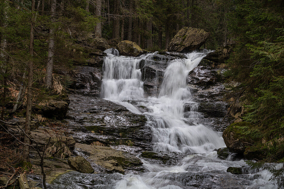 An den Risslochfällen bei Bodenmais, Bayerischer Wald, Bayern, Deutschland, Europa