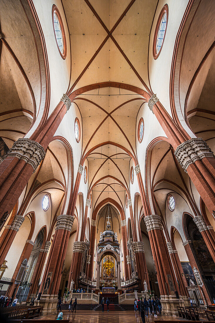  Basilica of San Petronio is the main church of Bologna, Italian university city, Emilia-Romagna region, Italy, Europe 