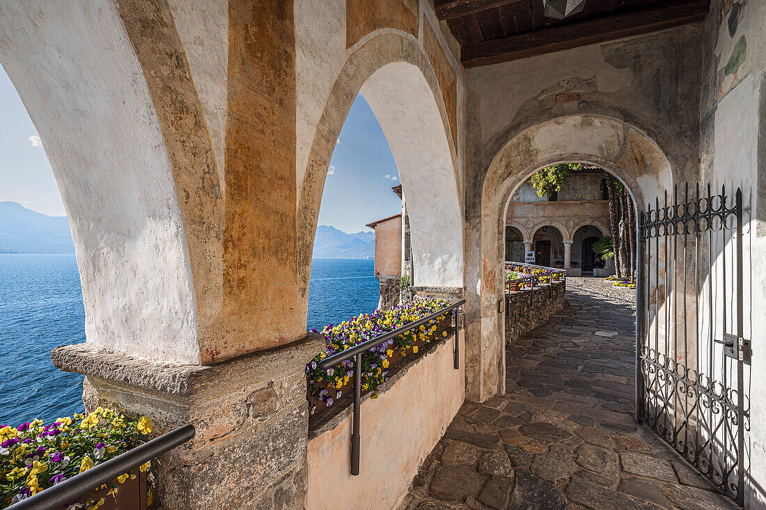  Monastery of Santa Caterina del Sasso, Province of Varese, Lake Maggiore, Lombardy, Italy, Europe 