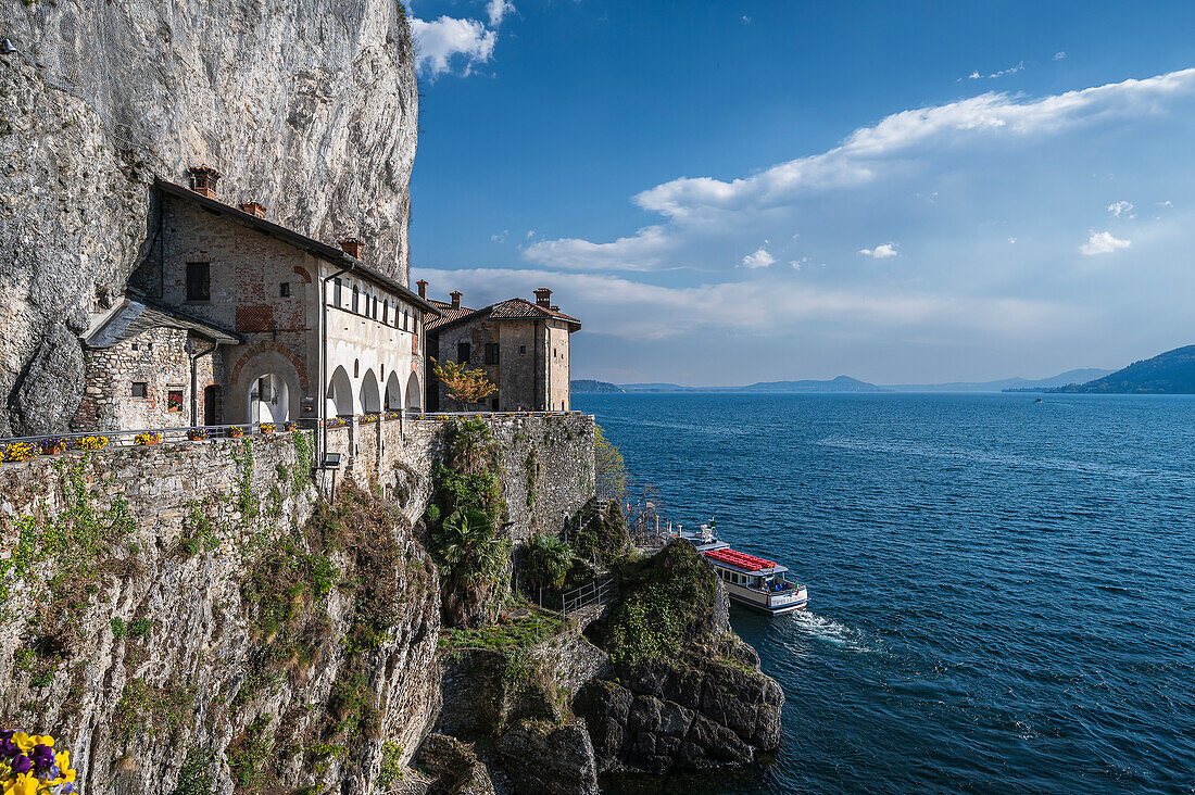  Monastery of Santa Caterina del Sasso, Province of Varese, Lake Maggiore, Lombardy, Italy, Europe 