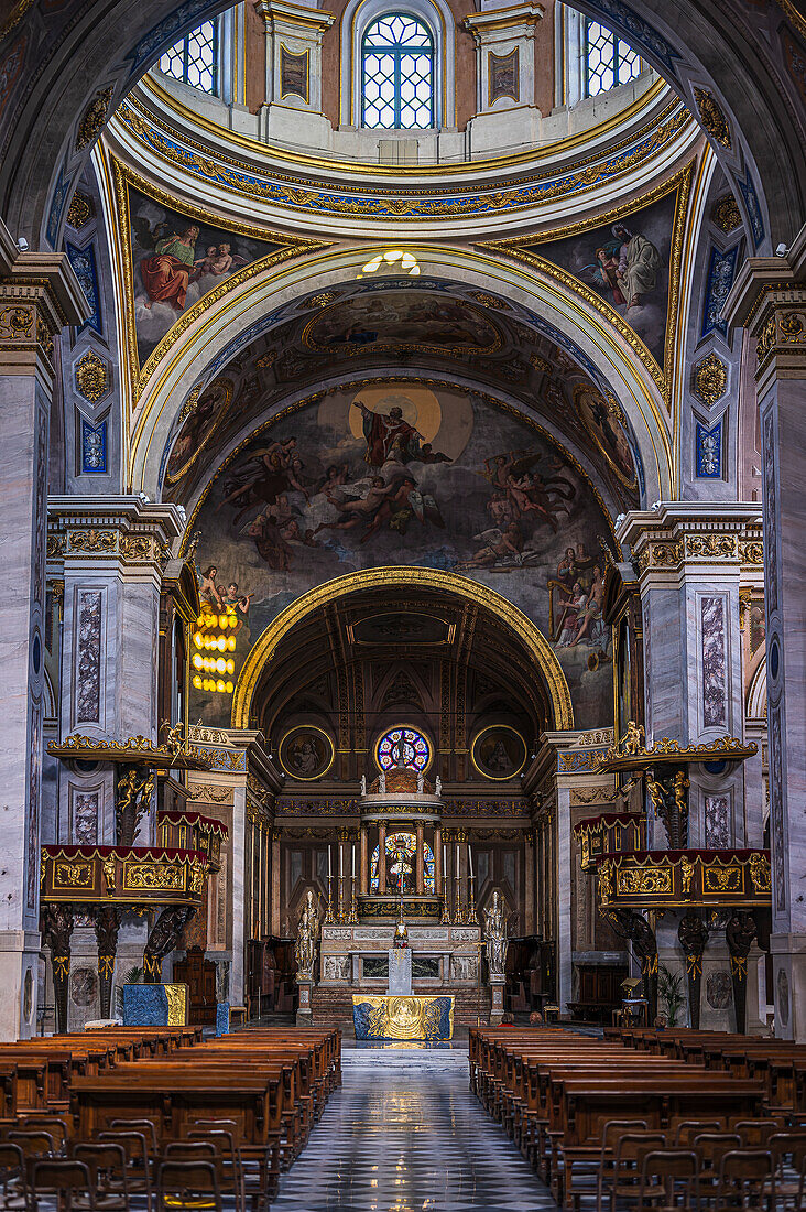 Prunkvoller Innenraum Kathedrale Cattedrale di Sant’ Ambrogio, am Piazza Ducale, Vigevano, Provinz Pavia, Lombardei, Italien, Europa