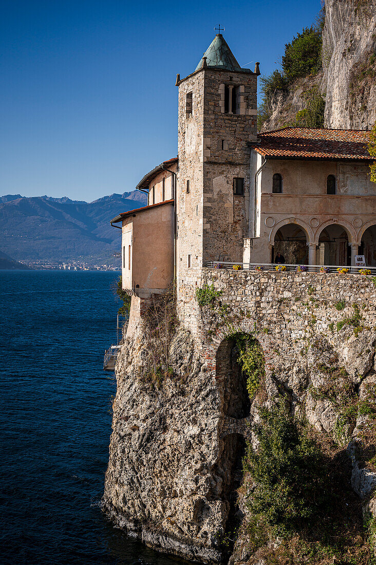  Monastery of Santa Caterina del Sasso, Province of Varese, Lake Maggiore, Lombardy, Italy, Europe 