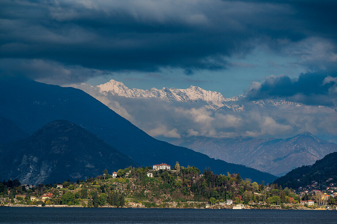  View of Verbania from Laveno-Mombello, Varese Province, Lake Maggiore, Lombardy, Italy, Europe 