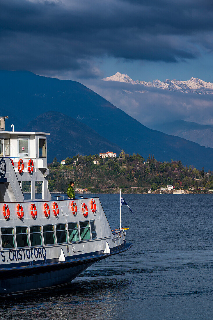  Ferry between Verbania and Laveno-Mombello, Province of Varese, Lake Maggiore, Lombardy, Italy, Europe 