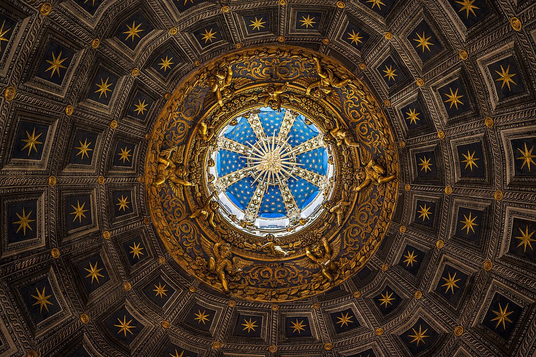 Goldene Kuppel im Dom Cattedrale Metropolitana di Santa Maria Assunta, Siena, Region Toskana, Italien, Europa