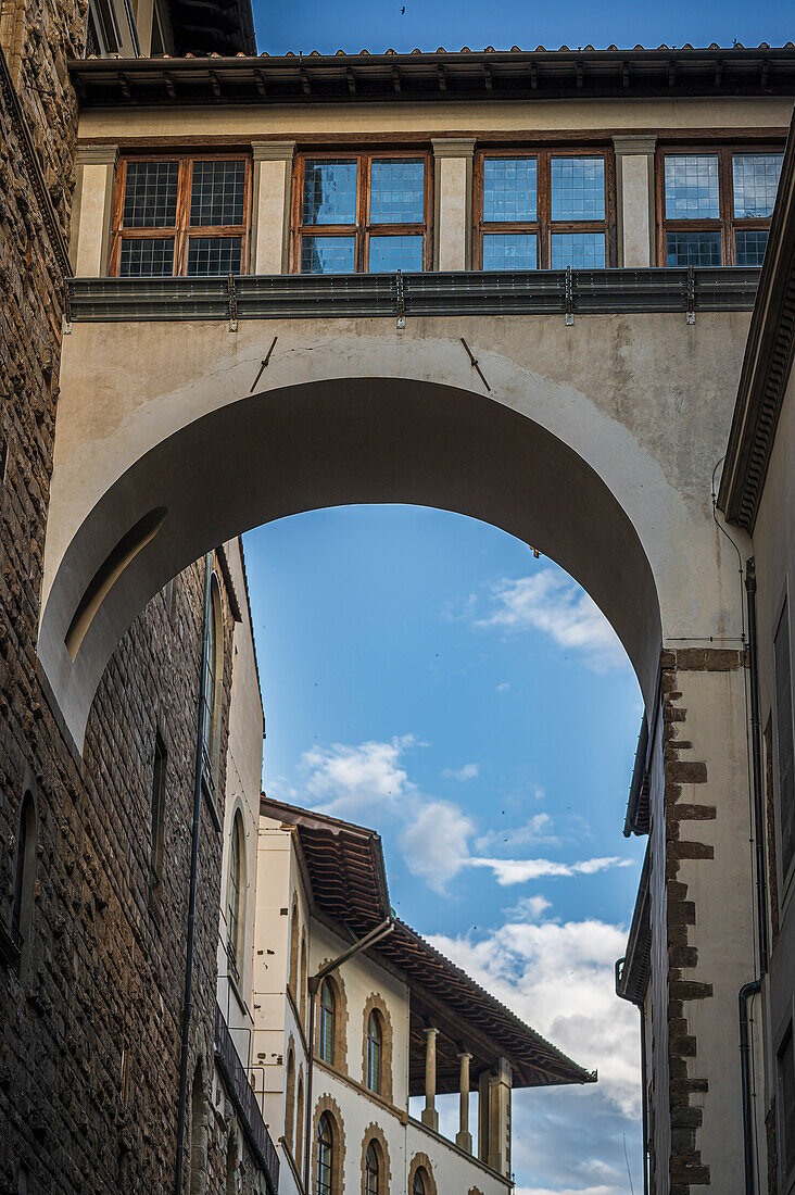 Brücke, Übergang an den Uffizien, Kunstmuseum, Florenz, Region Toskana, Italien, Europa