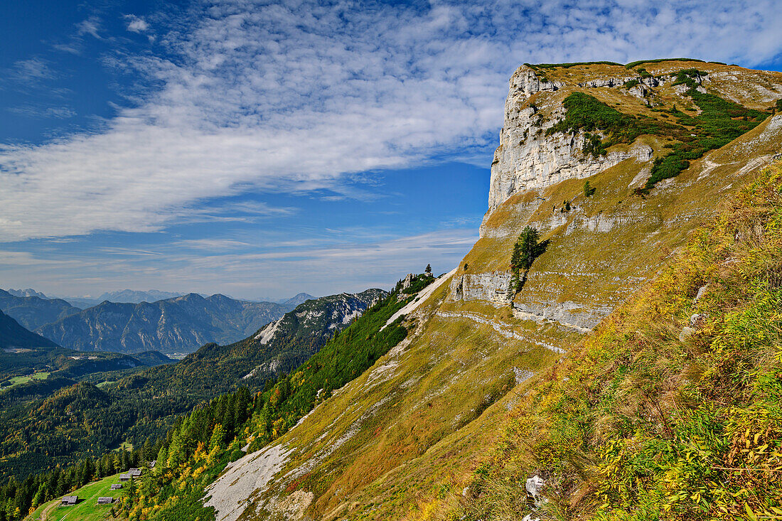 Blick auf Gipfelwand des Loser, Loser, Totes Gebirge, Salzkammergut, Steiermark, Österreich