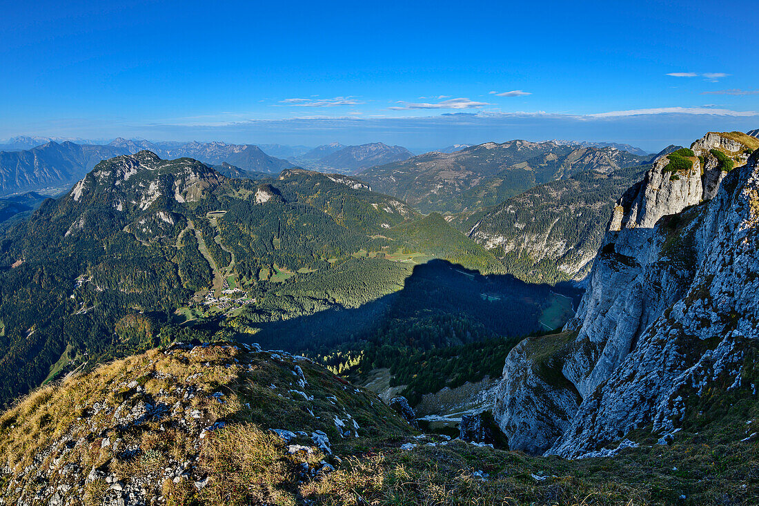  View from the Loser over the mountains of the Salzkammergut, from the Loser, Totes Gebirge, Salzkammergut, Styria, Austria 