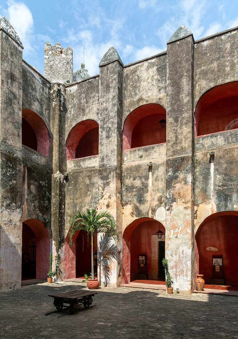 Interior courtyard of Convent of San Bernardino of Sienna, Valladolid, Yucatan, Mexico