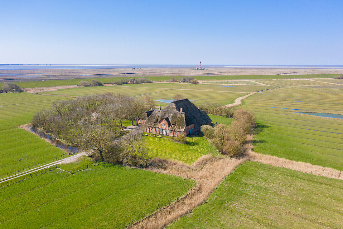  Frisian house on the Eiderstedt peninsula, North Friesland, Schleswig-Holstein, Germany 