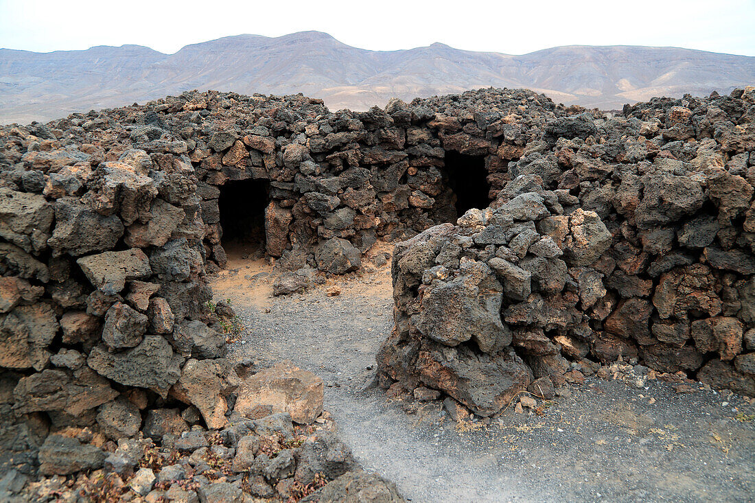 Ruins of pre-Spanish Mahos village, Poblado de la Atalayita, Pozo Negro, Fuerteventura, Canary Islands, Spain