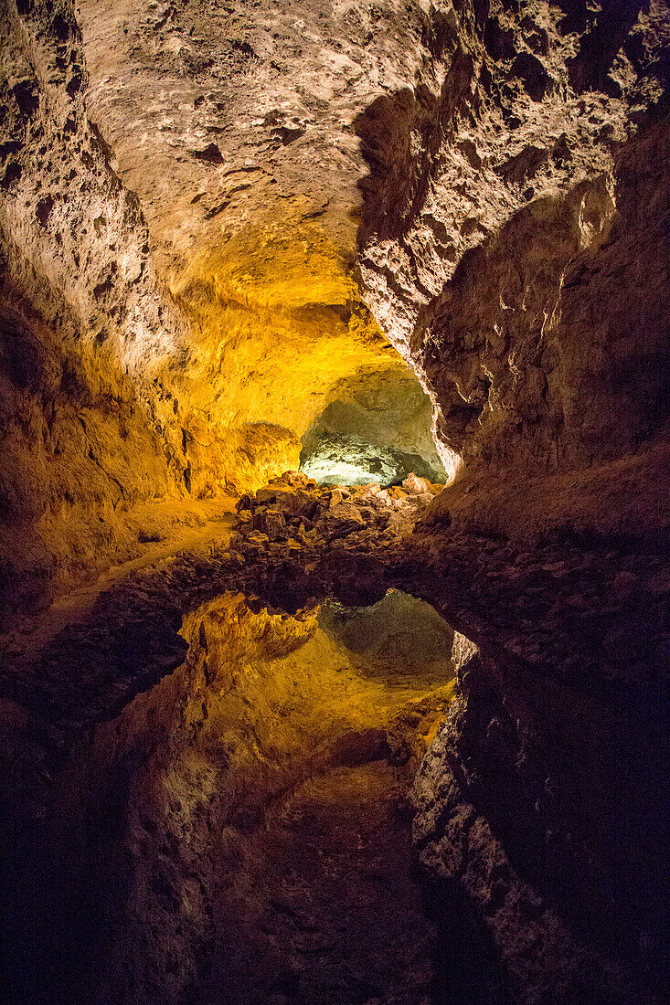 Cueva de Los Verdes, Höhle, Touristenattraktion im Lavatunnel, Lanzarote, Kanarische Inseln, Spanien