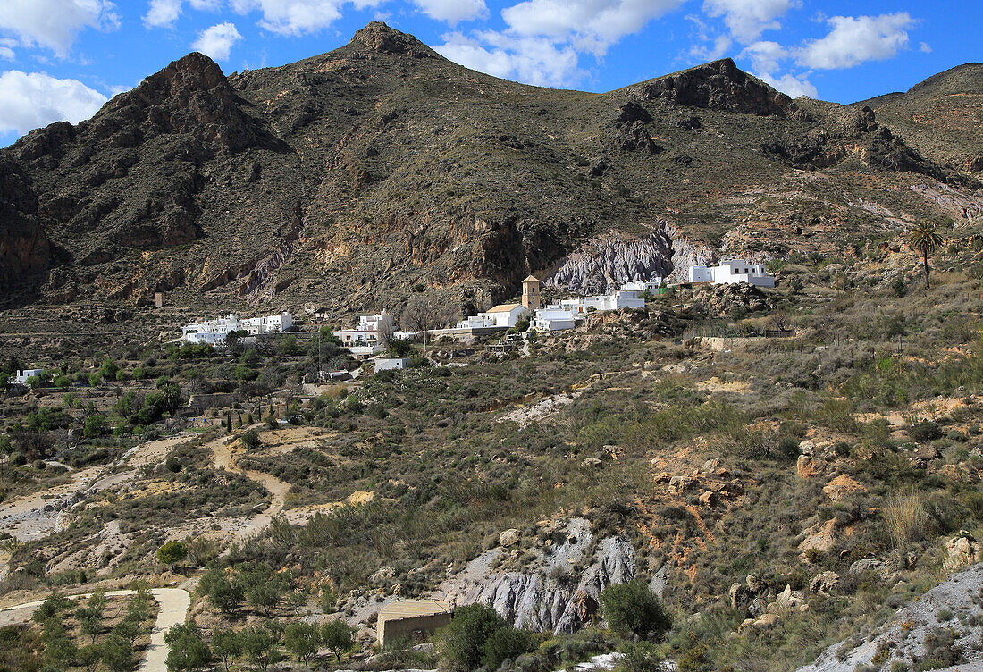 Dorf Huebro, Gebirge Sierra Alhamilla, Nijar, Almeria, Spanien