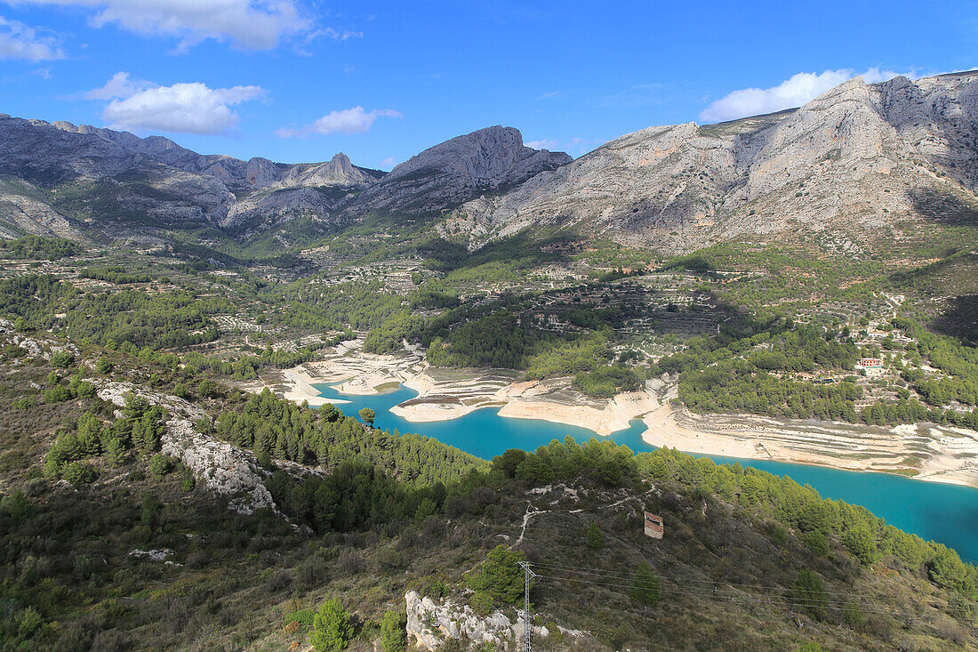 Stausee, Embassament de Guadalest, Tal von Gaudalest, Provinz Alicante, Spanien