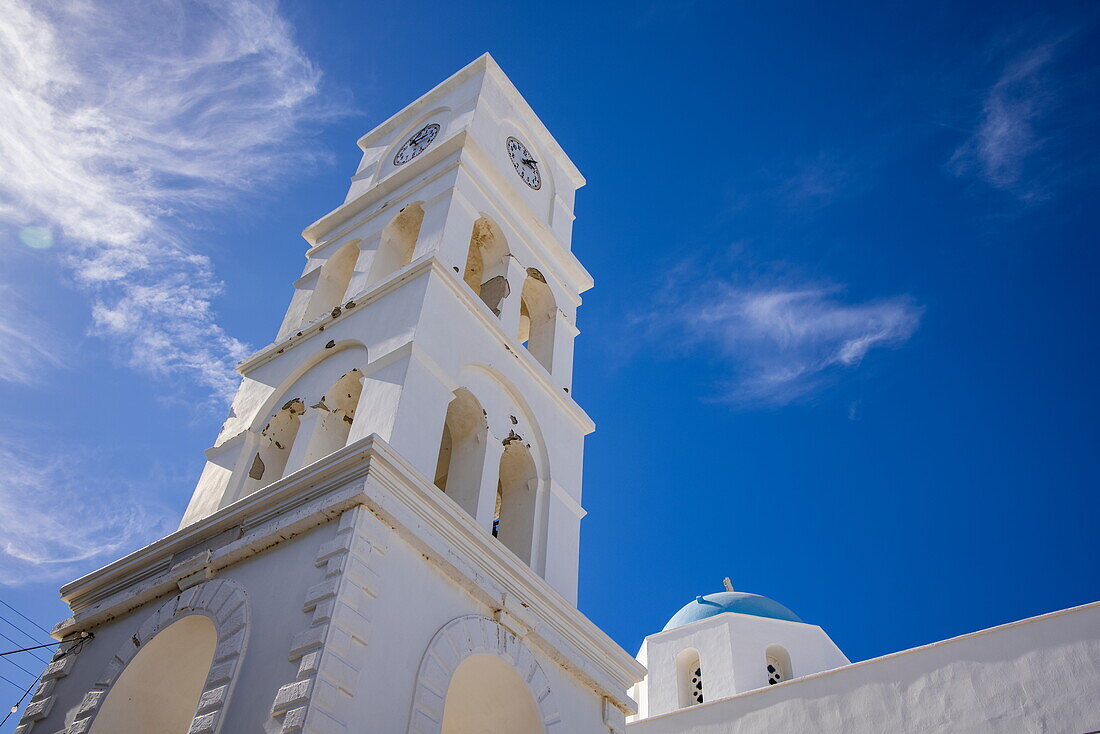  Bell tower of the church of Agios Haralambos, Adamas, Milos, South Aegean, Greece, Europe 