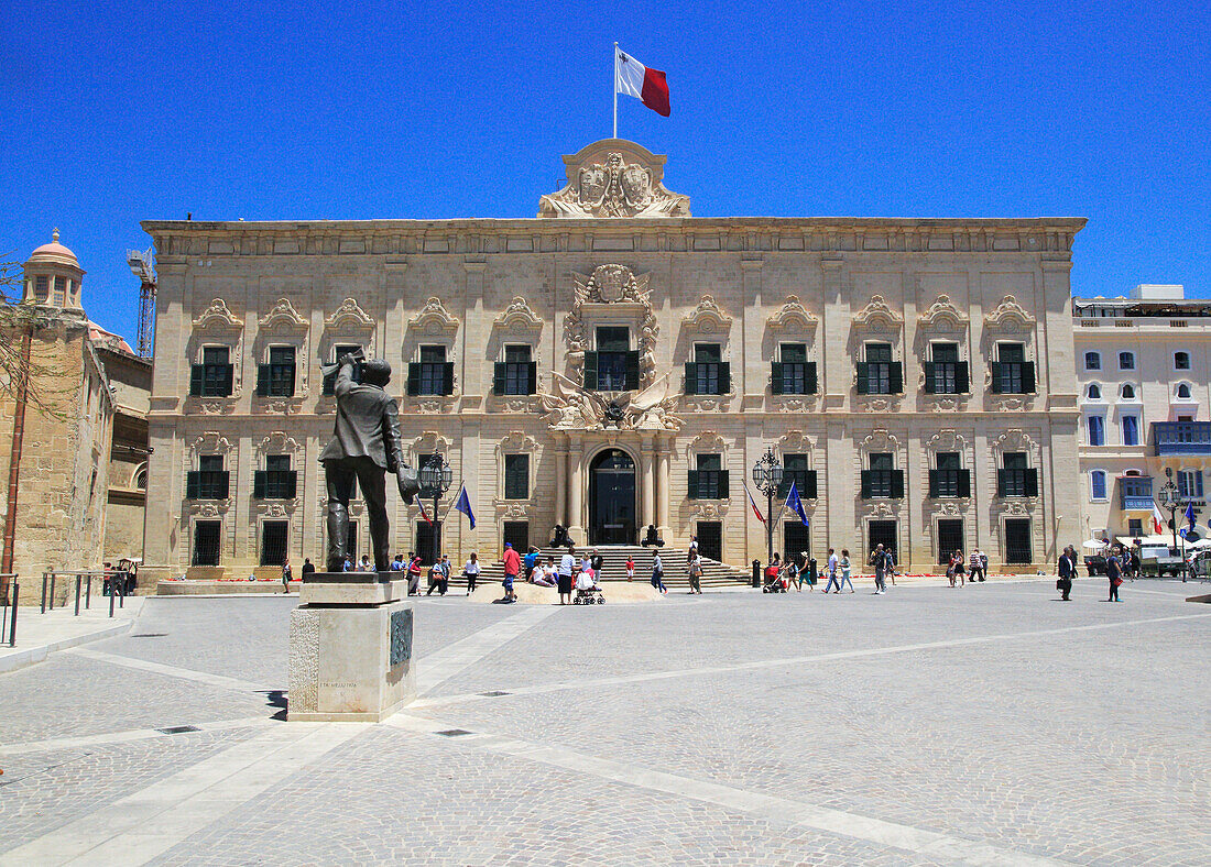 Auberge de Castille palace in city centre of Valletta, Malta completed in 1744