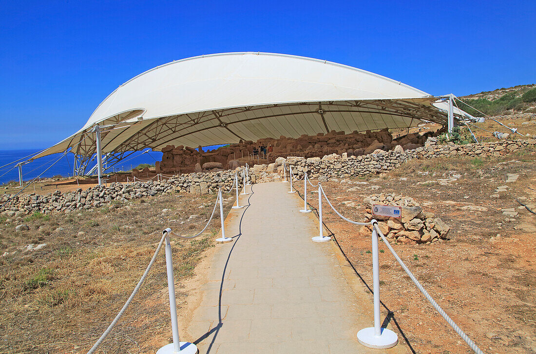 Mnajdra neolithic megalithic prehistoric temple complex site, Malta