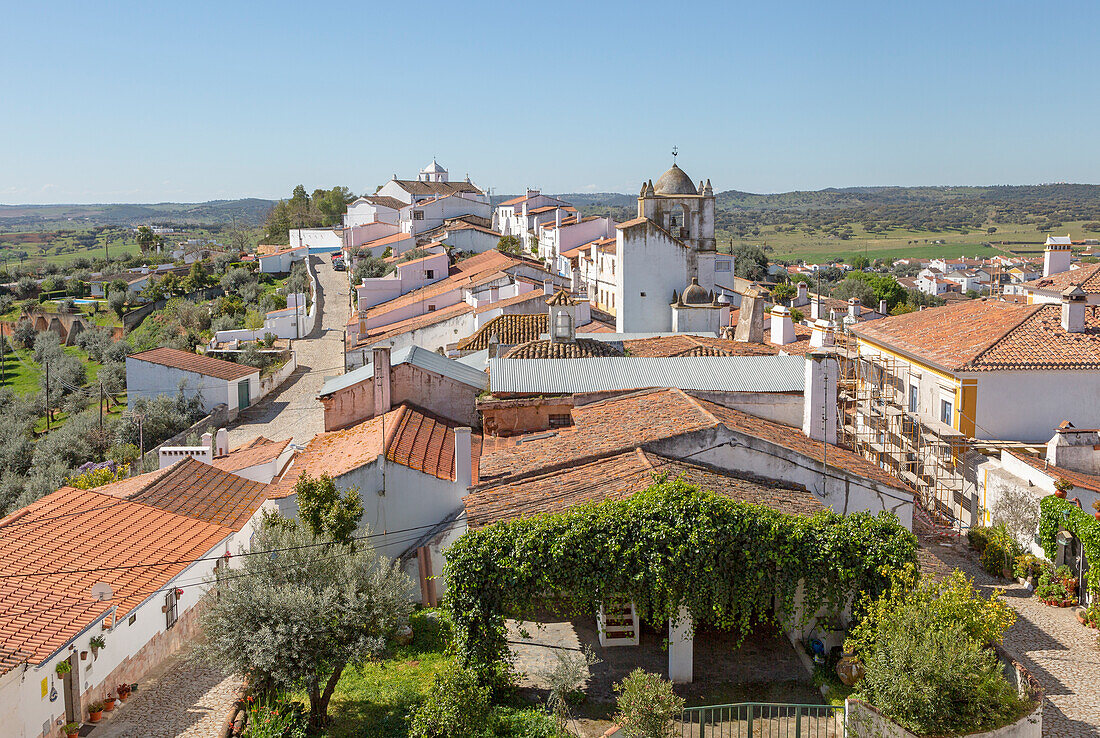 Blick über die Dächer, Häuser Dorf Terena, Alentejo Central, Portugal, Südeuropa