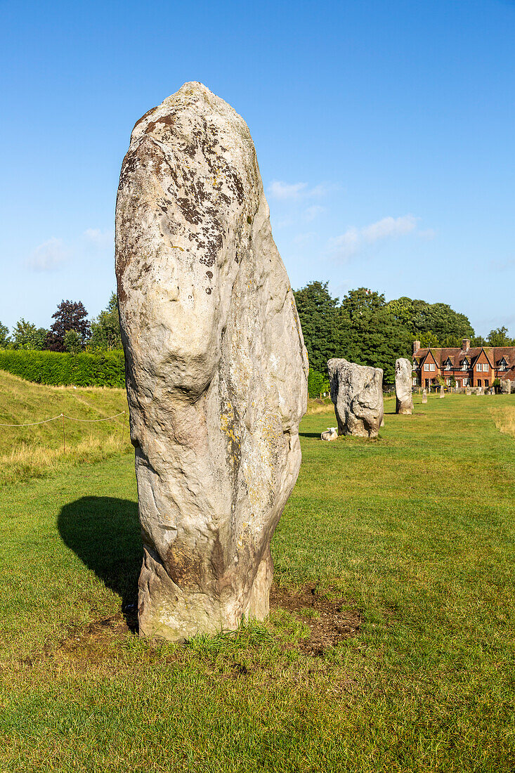 Standing stones in south west quadrant neolithic stone circle henge prehistoric monument, Avebury, Wiltshire, England UK