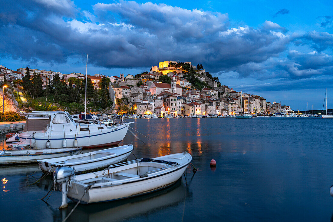 Cityscape Sibenik at dusk, Croatia, Europe