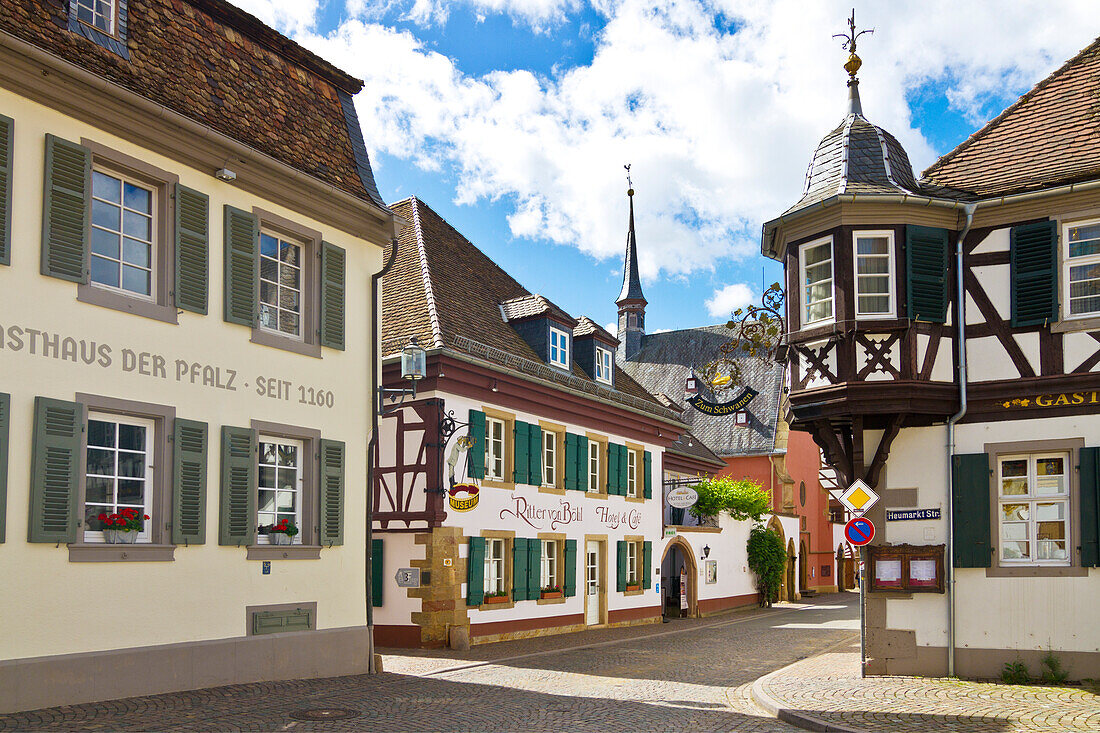  Historic houses in Deidesheim on the Wine Route, Rhineland-Palatinate, Germany 