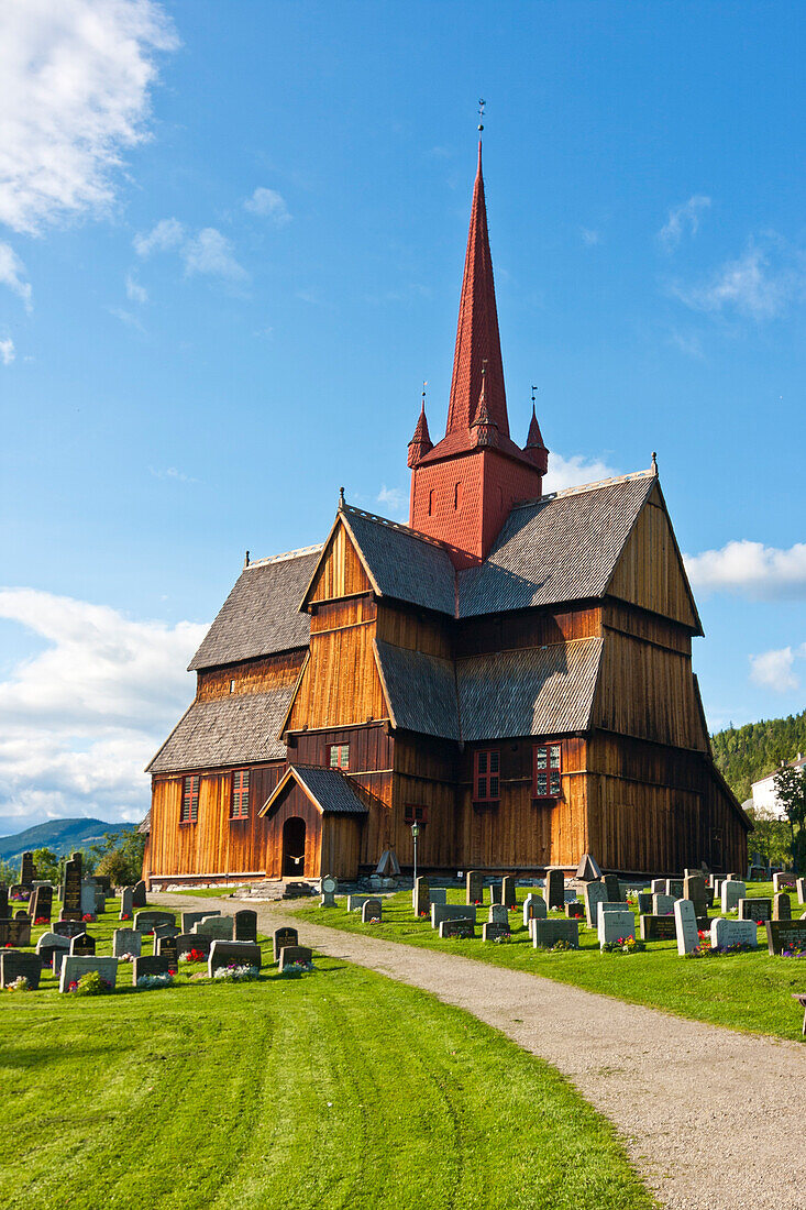  Stave church in Ringebu, Gudbrandsdalen, Norway 