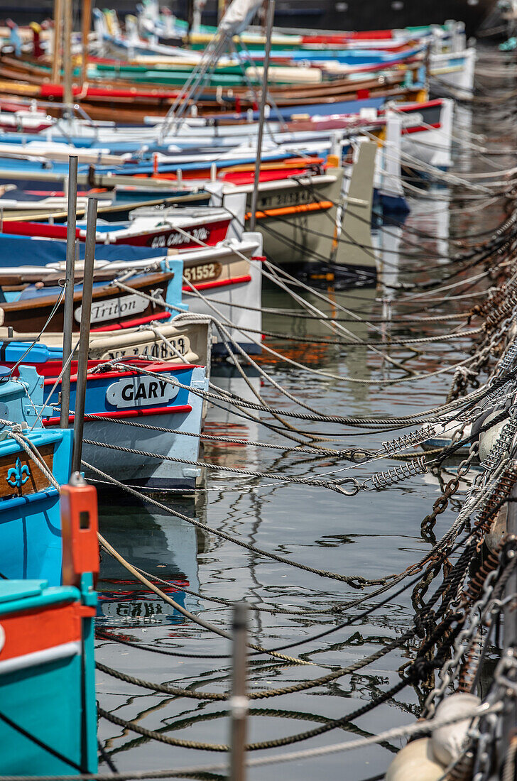  Colorful boats in the harbor of Nice, Port Lympia, in France 