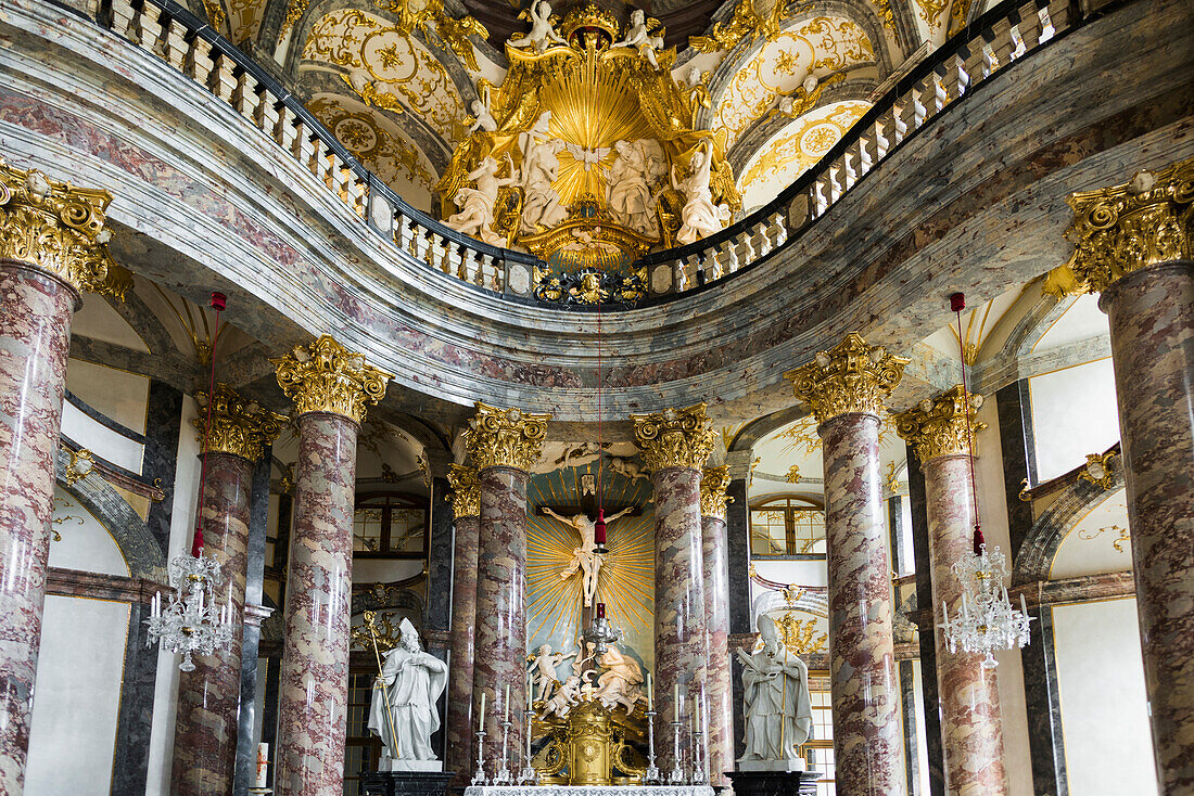  Interior view, Court Church, Würzburg Residence, UNESCO World Heritage Site, Würzburg, Lower Franconia, Franconia, Bavaria, Germany 