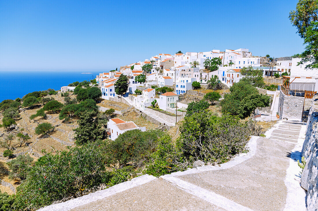  Stairway to the mountain village of Nikiá on the island of Nissyros (Nisyros, Nissiros, Nisiros) in Greece 