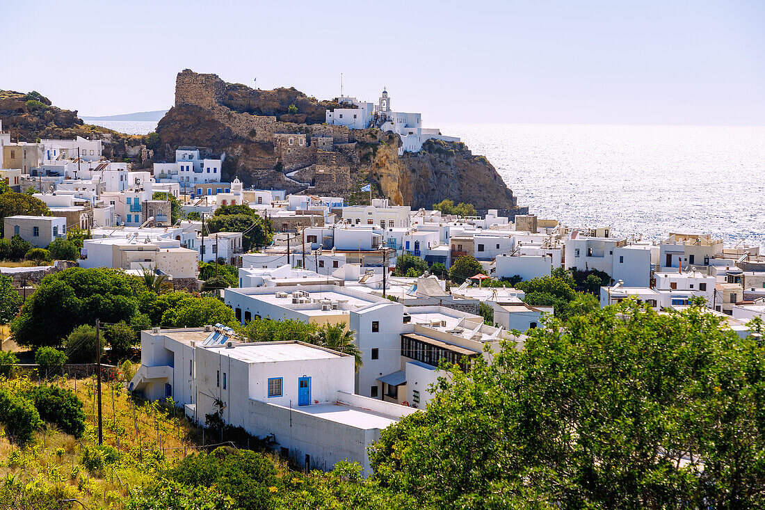  Island capital Mandráki with monastery Panagía Spilianí on the island of Nissyros (Nisyros, Nissiros, Nisiros) in Greece 