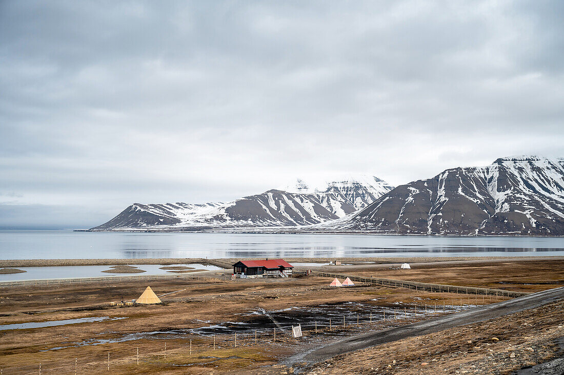  View of the campsite of Longyarbyen, Spitsbergen Svalbard, Norway, Arctic 