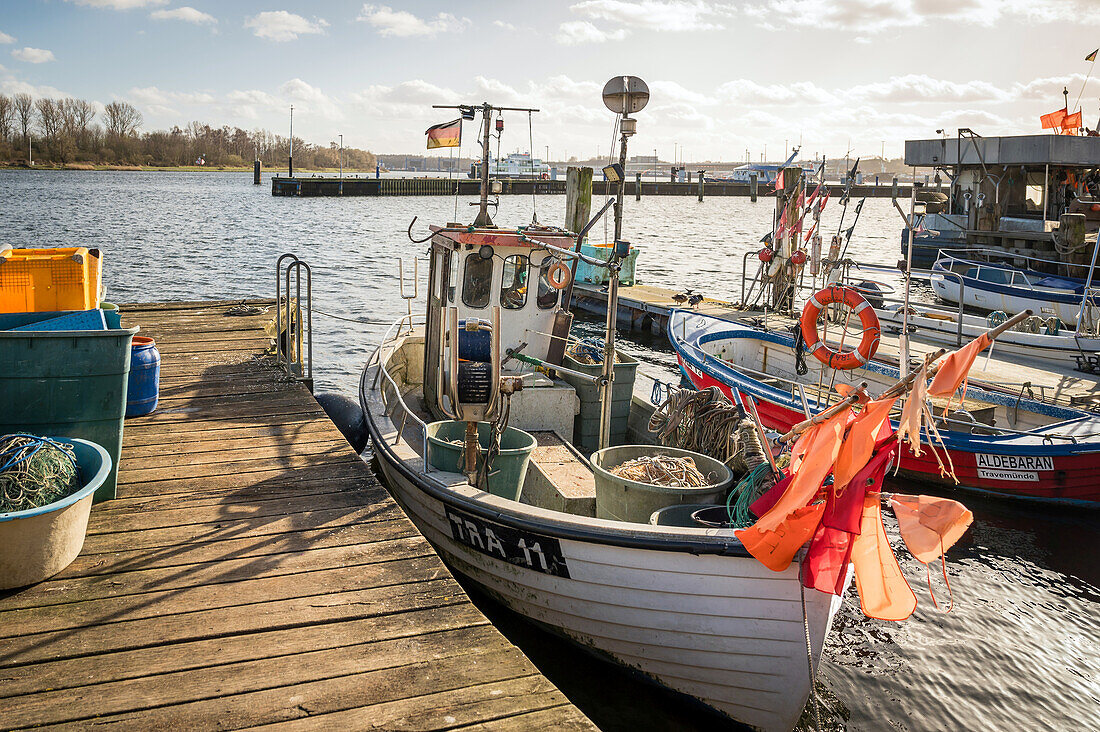  Boats in the fishing port, Travemuende, Baltic Sea, Ostholstein, Schleswig-Holstein 