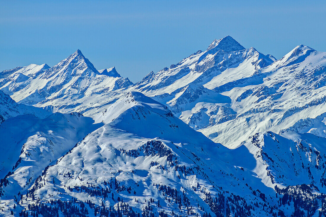  View from the Ronachgeier to Schrammacher and Olperer, Ronachgeier, Kitzbühel Alps, Tyrol, Austria 