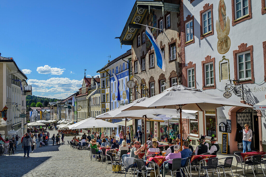  View of the old town of Bad Tölz, Lake Constance-Königssee cycle path, Bad Tölz, Upper Bavaria, Bavaria, Germany 