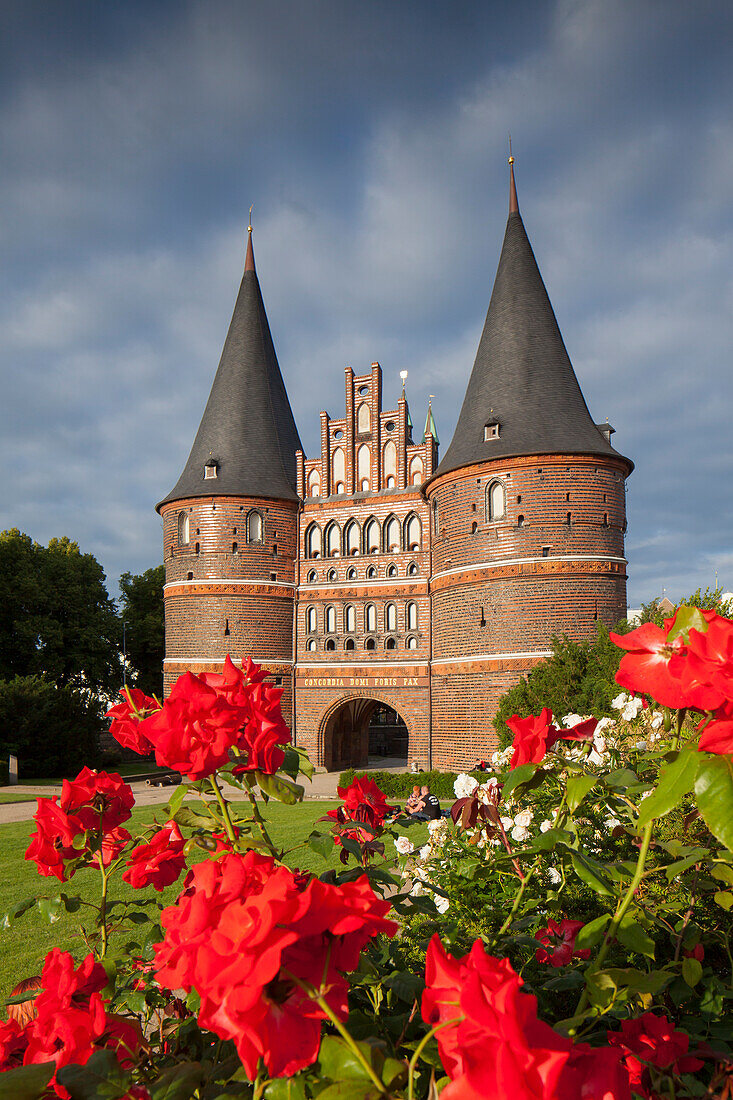  Holstentor, Hanseatic City of Luebeck, July, Schleswig-Holstein, Germany 