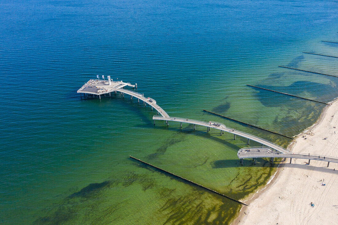  Aerial view of the pier of Koserow, Usedom Island, Mecklenburg-Western Pomerania, Germany 