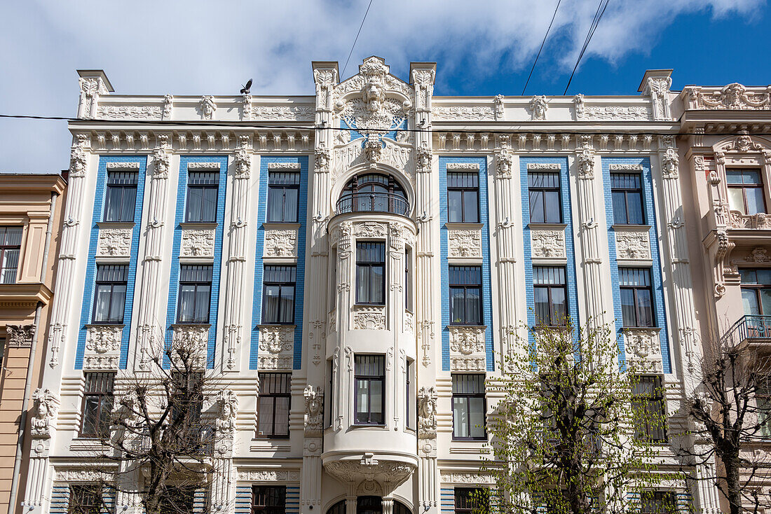  Art Nouveau buildings in Alberta iela in Riga, buildings on this street are part of the Unesco World Heritage, Riga, Latvia 