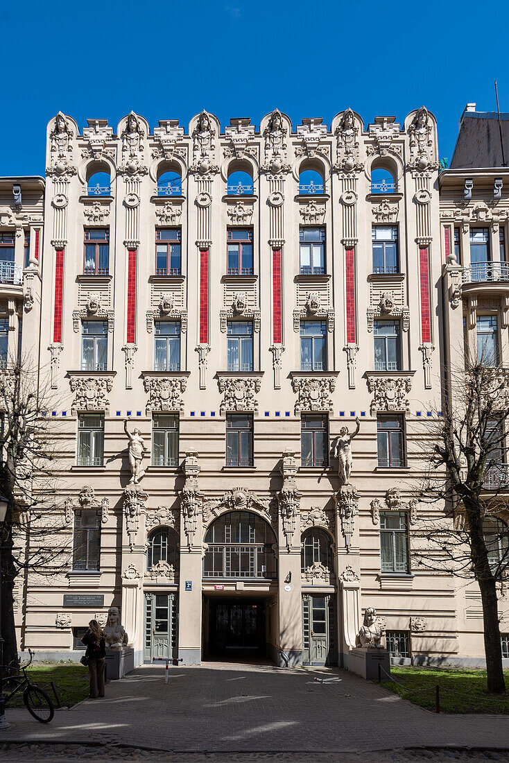 Jugendstilgebäude in der Alberta iela, Gebäude dieser Straße gehören zum Unesco-Welterbe, Riga, Lettland