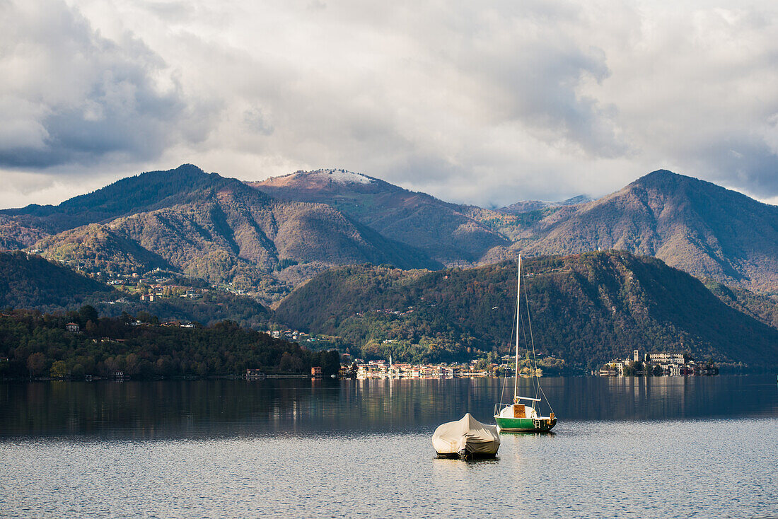 Orta lake in autumn, Piedmont, northern Italy