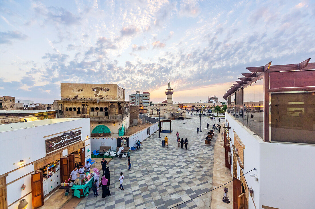  View of the old town of Yanbuʿ al-Bahr, also known as Yanbu, Yambo, or Yenbo is a major port on the Red Sea, with historic old town, Saudi Arabia 