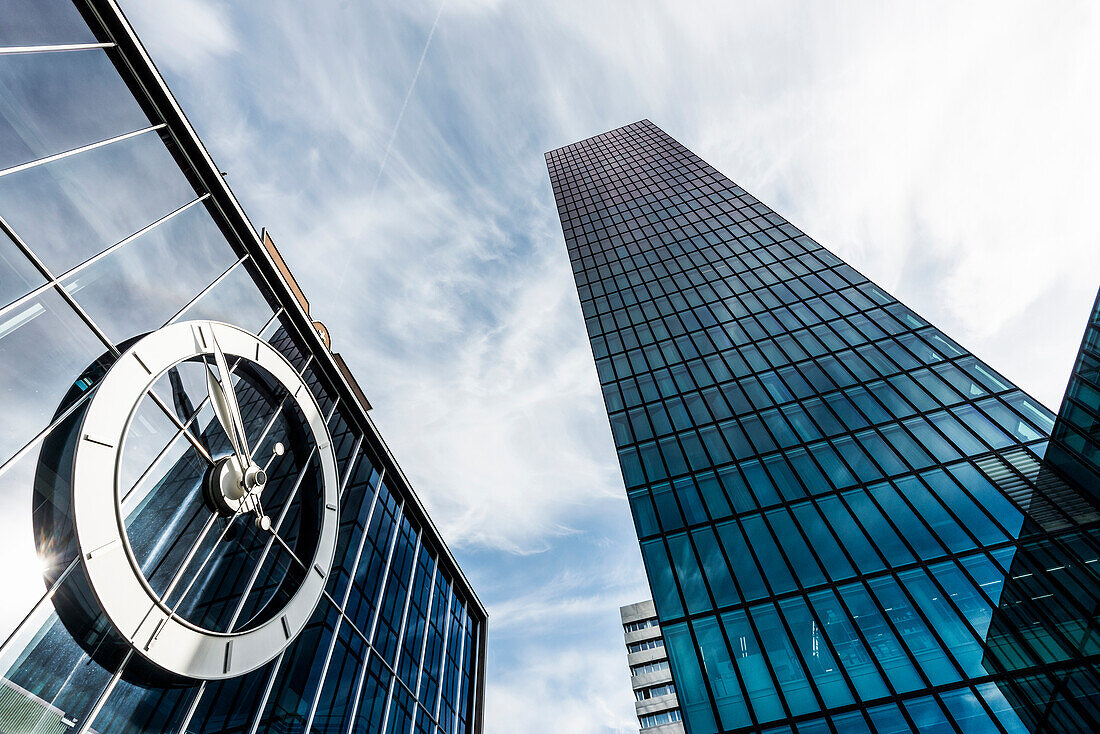  Modern architecture, skyscraper, Messeturm, Basel, Canton of Basel-Stadt, Switzerland 