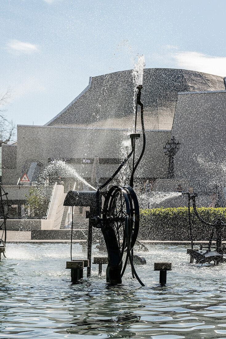  Carnival fountain by Jean Tinguely and theater, Tinguely fountain, Basel, Canton of Basel-Stadt, Switzerland 