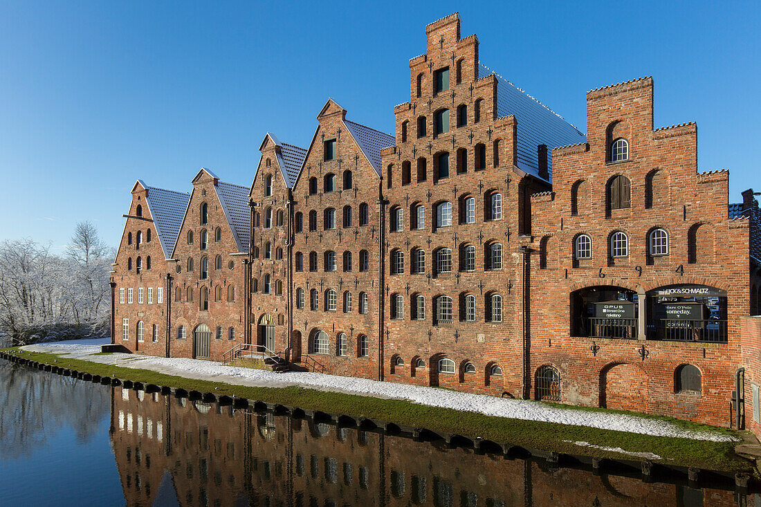  Salt storage in the snow, Hanseatic City of Luebeck, Schleswig-Holstein, Germany 