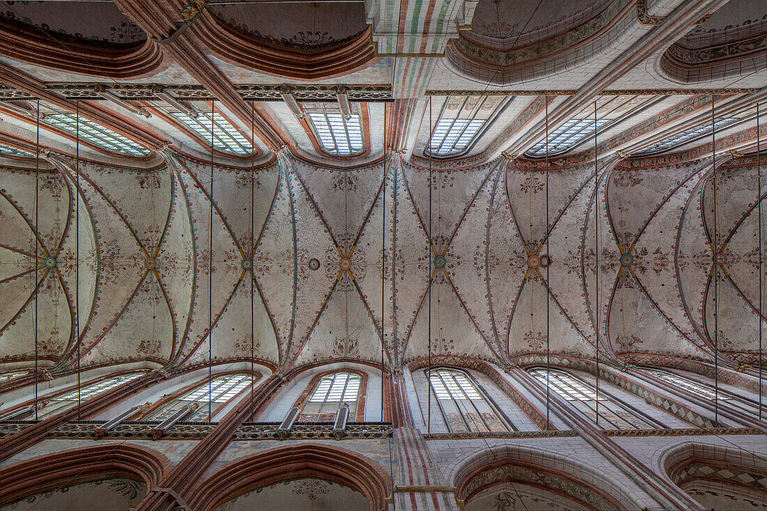 St. Marien-Kirche, Deckengewoelbe, Hansestadt Lübeck, Schleswig-Holstein, Deutschland