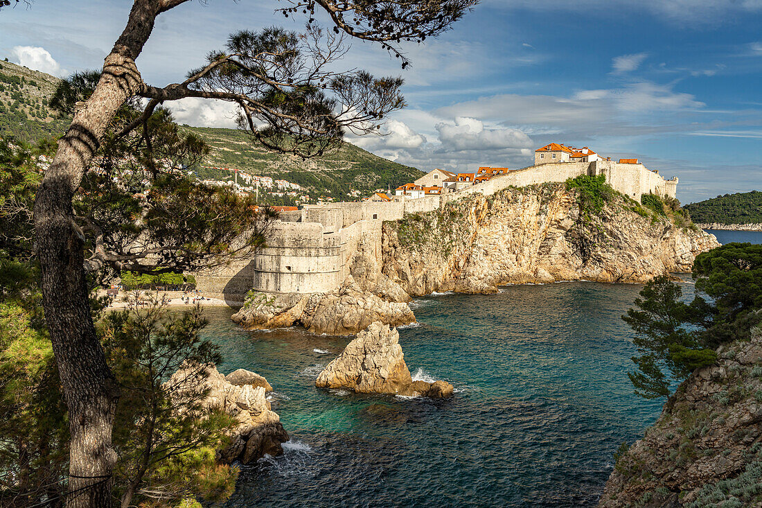  Bokar Fortress, Kolorina Bay and city walls in Dubrovnik, Croatia, Europe  