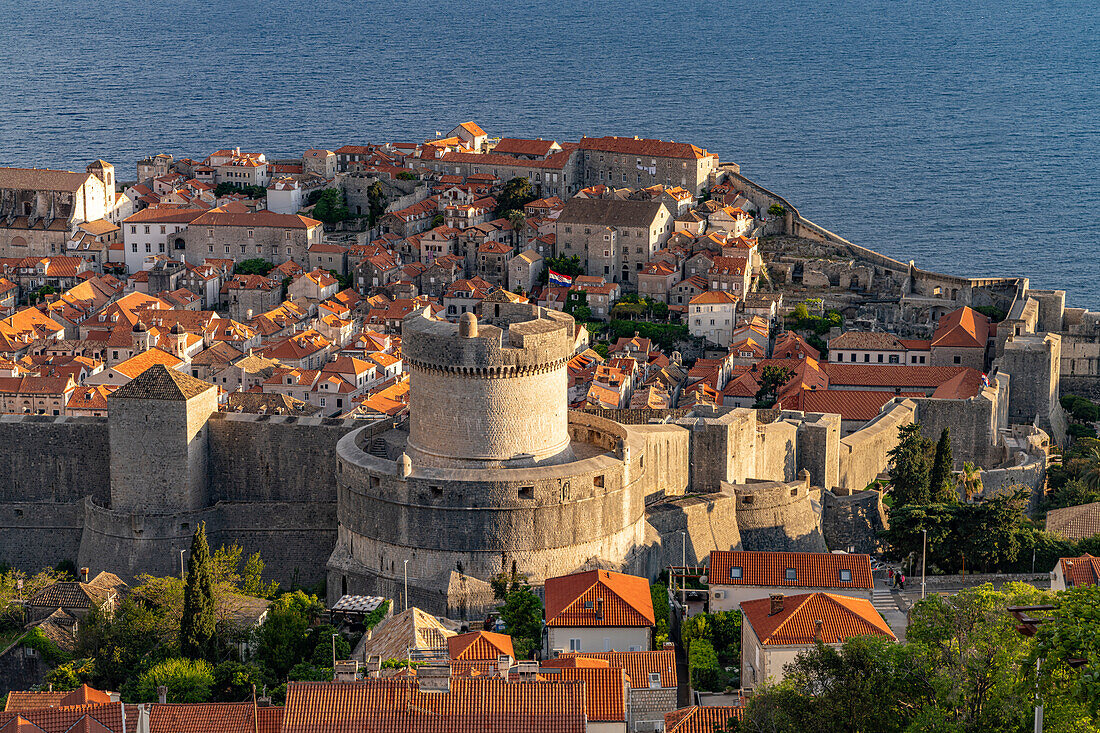  Minceta Fortress and Old Town seen from above, Dubrovnik, Croatia, Europe  