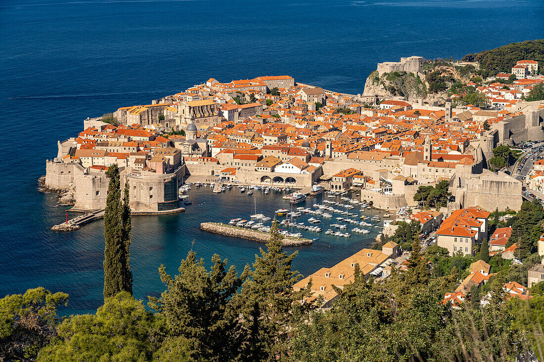  City view of the Old Town seen from above, Dubrovnik, Croatia, Europe  