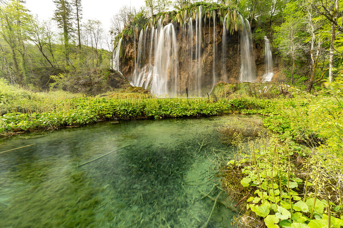  Veliki Prstavac waterfall in Plitvice Lakes National Park, Croatia, Europe  