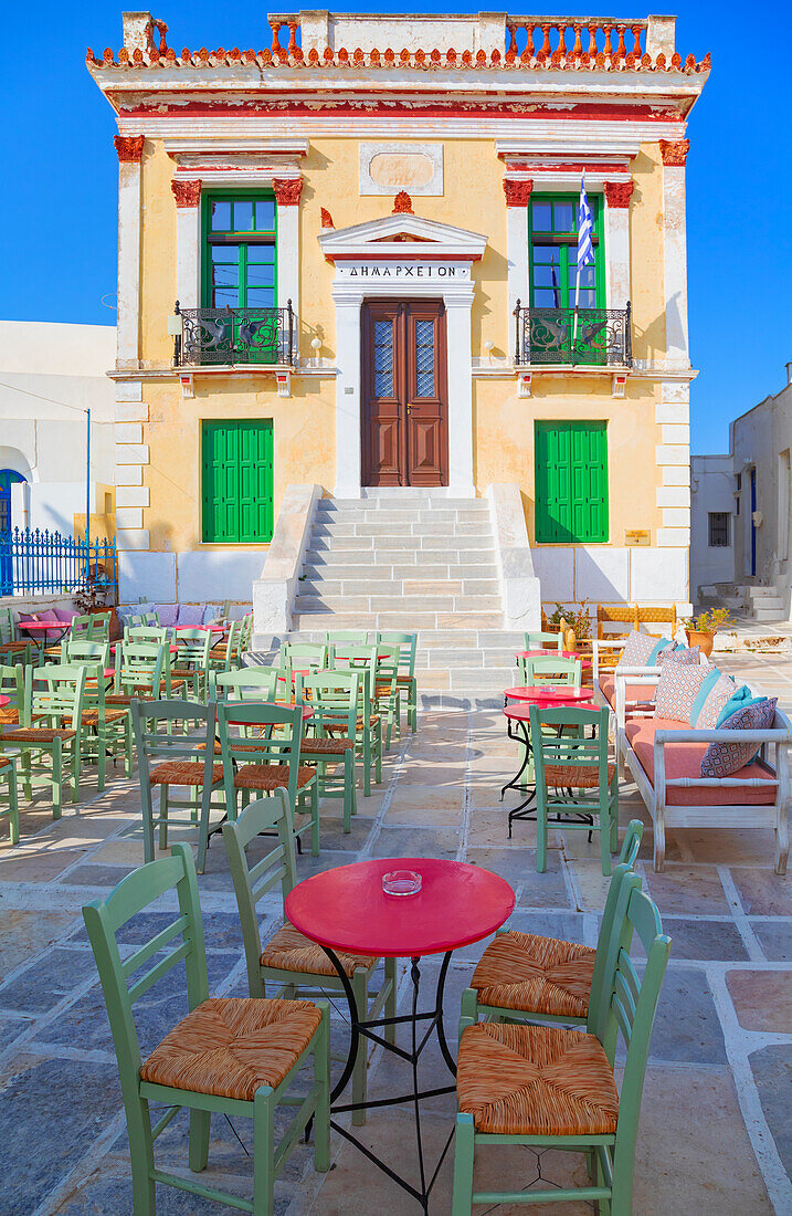 Serifos Town Hall, Chora central square, Chora, Serifos Island, Cyclades Islands, Greece